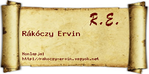 Rákóczy Ervin névjegykártya